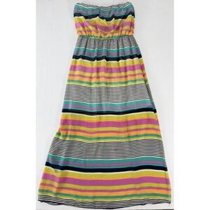 dELiA*s Striped Strapless 90's Y2K Barbiecore Midi Long Dress Semi Sheer Size M